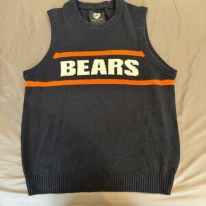 Mike Ditka Chicago Bears Wool Knit Blue Orange Sweater Vest Mens L HandsHigh NFL